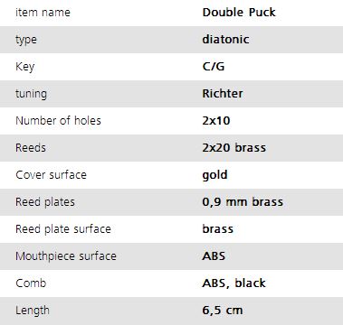DOUBLE- PUCK-specifiche